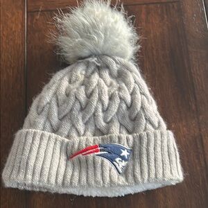 Gray New England Patriots Knit Pom-Pom Beanie with fleece inside